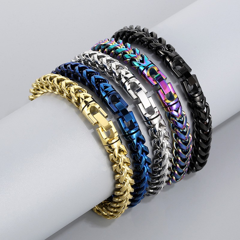 Ceramic Link Bracelet - Bracelet à chevrons arc-en-ciel pour homme,