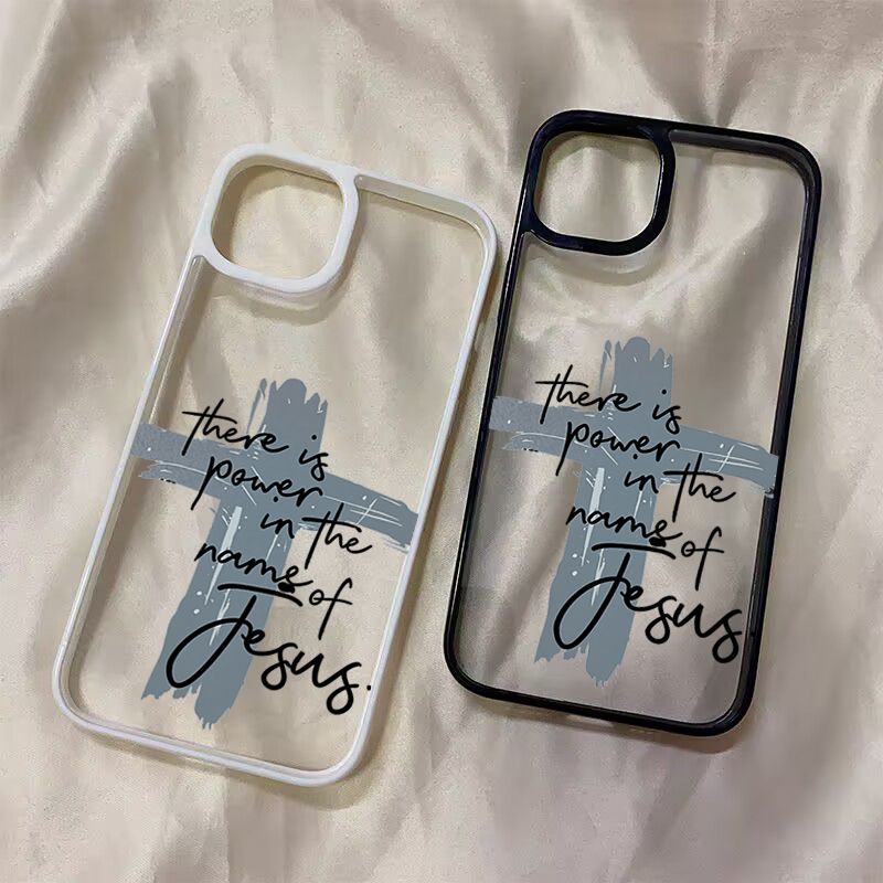 Samsung Galaxy A55 - Coque transparente religieuse avec croix de